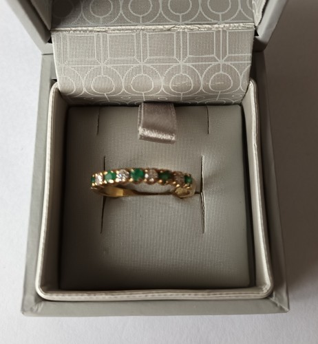Demi alliance 18k emeraudes - alliance,
