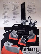 1958 AIRBORNE PRESS AD ARMCHAIR SOFA LATEST EXPRESSION COMFORT