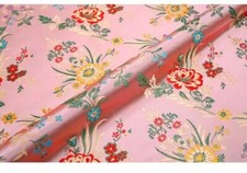 Floral Pattern Brocade Fabrics, Silk Satin, KIMONO, Pink, 100x75