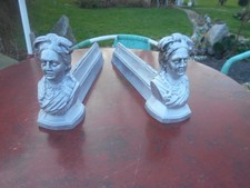 Paire de Chenets Ancien   Tete