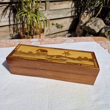 Boîte Ancienne En Bois D'acajou Marqueterie, Coffret, Bijoux, Crayons, Bureau 