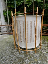 RARE LOUIS SOGNOT LINEN BAMBOO RATTAN TABLE LAMP OR SCONCE bold twink