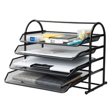 Bac à courrier en maille à 4 niveaux avec plateaux coulissants pour accessoir...