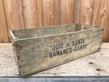 Ancienne caisse en bois sérigraphiée / Joie & santé bananes-garre / VINTAGE