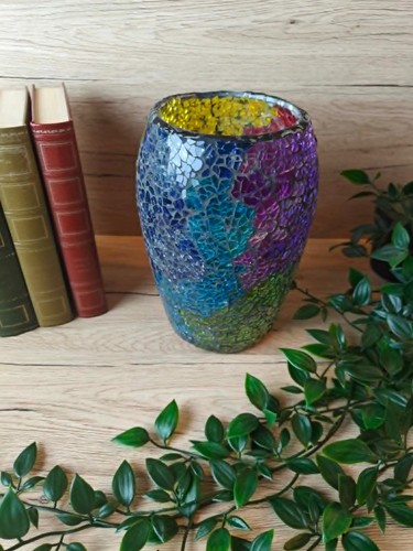 Vase photophore mosaïque - photophore, en