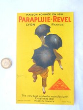 ANCIENNE AFFICHETTE PUB ORIGINALE PARAPLUIE REVEL CAPPIELLO 1922
