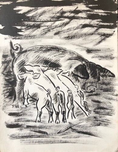 Cochon truie encre attribuée