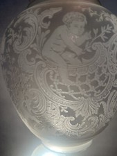 SAINT LOUIS lampe a Pétrole Globe cristal tulipe Abat jour  Ancien Signé 20 Cm H