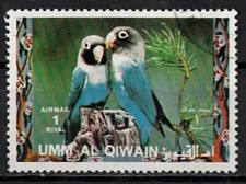 1972. Umm al-Qaiwain. Oiseaux. Inséparable masqué. N°Michel 1406A.