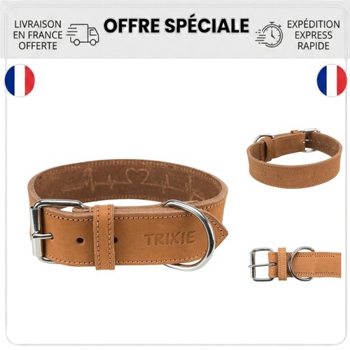 Collier chien cuir trixie - cuir,
