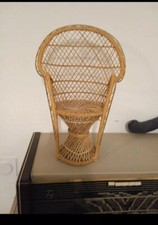 Fauteuil Emmanuelle vintage miniature en osier ou rotin - Déco / poupée