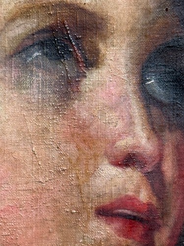 Tableau ancien portrait jeune