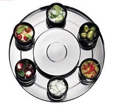Vintage Bodum Stainless  Large Lazy Susan Revolving Set w/ 6 Dishes