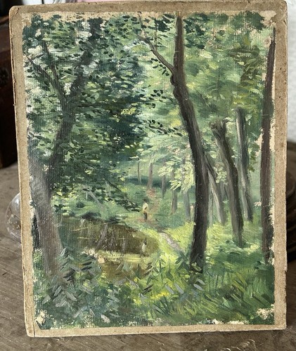 Tableau ancien 19eme forêt - tableau,