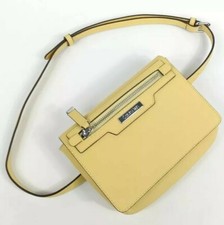 Calvin Klein Pastel Yellow Saffiano Leather Belt Bag Fanny Pack Purse New $108