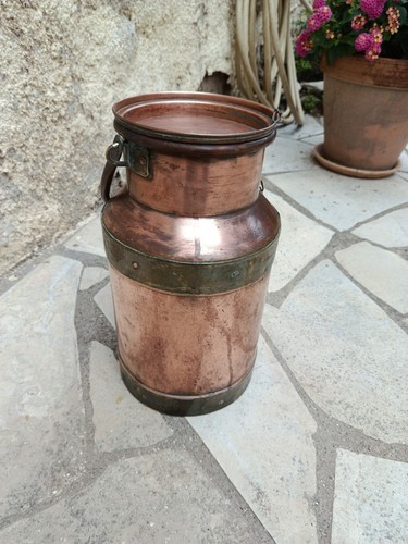 Pot lait ancien cuivre - lait,
