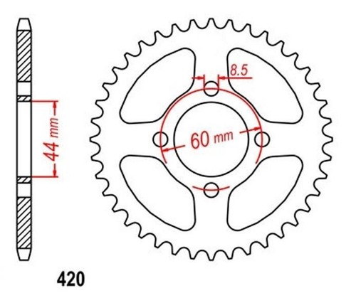 Roue chaîne dents - chaîne, 52