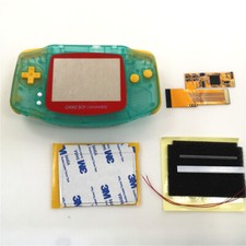 Red Lens--10 Levels Brightness IPS Screen Mod+Luminous Clear Green Shell For GBA