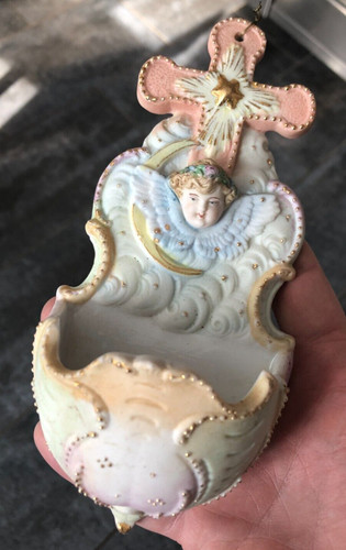 Ancien bénitier porcelaine - ancien,