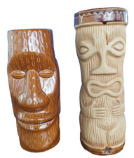 Moai Tiki, Ile de Pâcques, céramique et Vintage Warrior God Tiki Mug