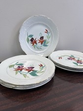 Lot 7 assiettes vintage en faïence motif fleurs 