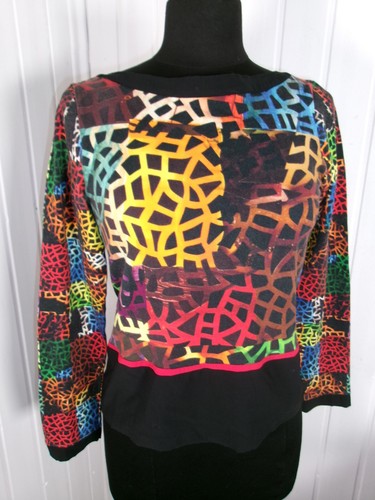 Top shirt noir coloré - top, t-shirt
