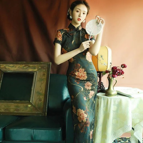 Femme floral qipao - femme, rétro