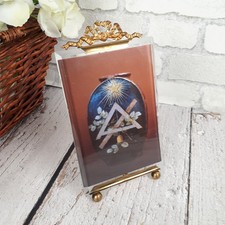 Cadre de photo antique bronze & verre biseauté décor nœud Art Nouveau France