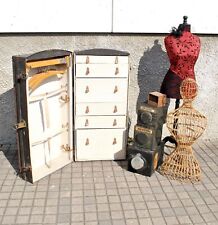Malle Cabine Wardrobe 1920 Coffre armoire - bois toile fer cuir - Transatlant...