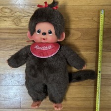 18” Sekiguchi Europe Monchhichi Girl Plush Red Bib Bow 3621BK-111 Rare Vintage
