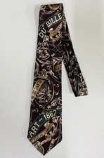 Gant French Words Vineyards Wine 100% Silk Necktie Made In USA Burgundy Brown