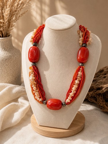 Collier multirangs rouge - , en