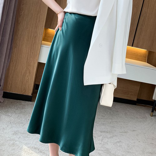 Jupe midi satin brillant effet - jupe,