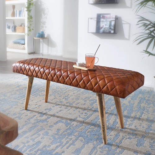 Finebuy banc cuir véritable - banc,