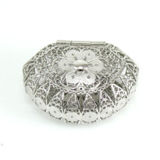 Boite Porte- Chapelet Boîte à Bijoux En Filigrane D'Argent Fabriquée à la Main