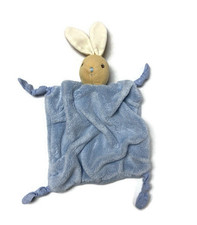 Kaloo Doudou Rabbit Lovey Plush Soother Blue Knotted Corners
