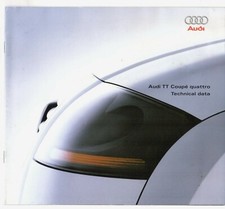 Audi TT Coupe Specifications 1998-2000 UK Market Brochure 180 & 225