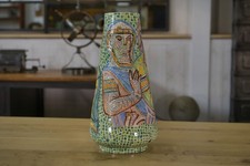 1960's Colorful Italian Ceramic Mosaic Pattern Vase