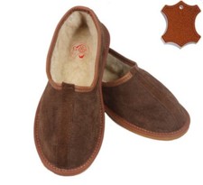 Chaussons Charentaise Suède Naturel Laine de Mouton Fourrure Chaudes P.37-45
