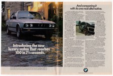 1983 BMW 533i Vintage Original centerfold Print AD Gray car photo English Canada