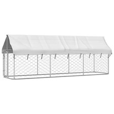 Chenil cage enclos pac animaux extérieur avec toit 400 x 100 x 150 cm Argent He