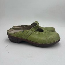 El Naturalista Women’s 39 Green Leather Yggdrasil Mule Clogs