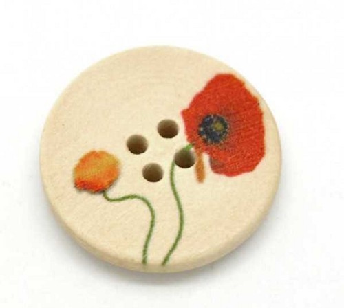 Boutons bois rond trous - boutons, 4