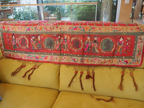 Tenture soie brodé broderie - brodé,