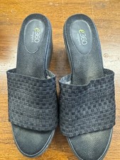 Easy Spirit e360 Harvey 7.5 Wide Black Woven Sandals 2 1/2" Heel, 3/4" Base