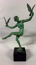 Art Deco statue BRIAND publisher Max Le Verrier cast iron dove dancer