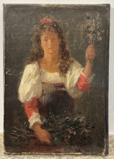 Huile sur toile : marchande de