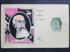 RARE postcard illustration LES NORWIN'S stamp project BELGIUM CARICATURE LEOPOLD