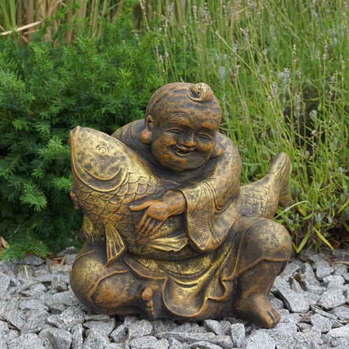Statue bouddha avec - avec, poisson