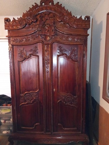 Carved french armoire - carved,
